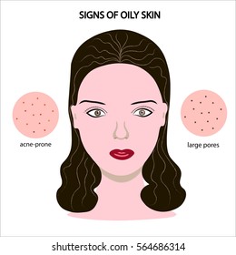 Face Of Girl With Oily Skin: Large Pores, Acne-prone