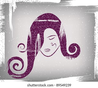 The face of the girl on a dirty background in style grunge