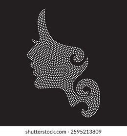 Face Girl Rhinestone T-shirt Design Vector Template 
