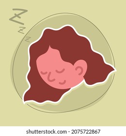face girl sleeping cartoon icon