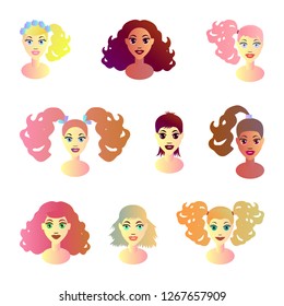 FACE GIRLS. VECTOR ILLUSTRATION