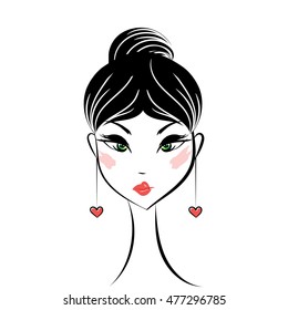 face glamorous girl with maquillage vector