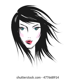 face glamorous girl with maquillage vector