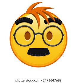 Face with glasses and mustache Large size of yellow emoji smile with hair