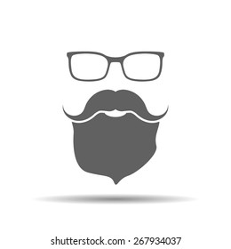 face with glasses, mustaches and beard