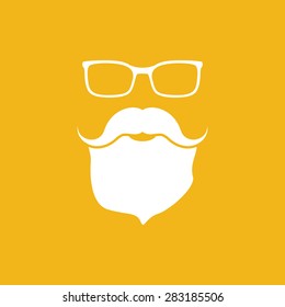 face with glasses, mustaches and beard