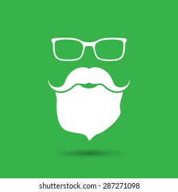 face with glasses, mustaches and beard