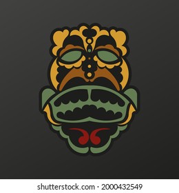 Face of the gods of ancient tribes tattoo. Luxurious pattern with lace motifs. Isolated. Vector illustration