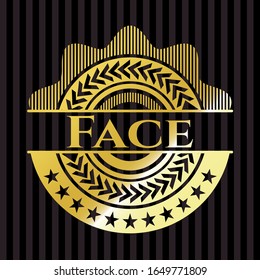 Face golden emblem. Vector Illustration. Detailed.
