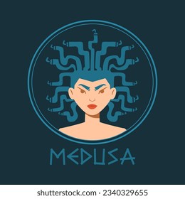 La cara del Gorgon Medusa. Diseño griego antiguo. Mitología.