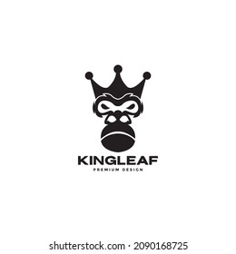 face gorilla with crown king logo symbol icon vector graphic design illustration idea creative