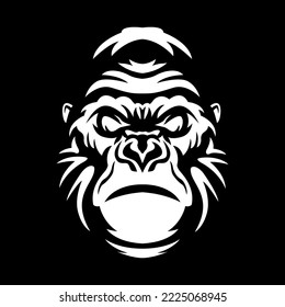 Face of gorilla isolated on white. Vector concept illustration