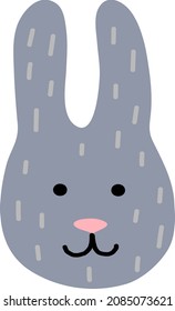 The face of a gray rabbit. Rabbit has big ears.