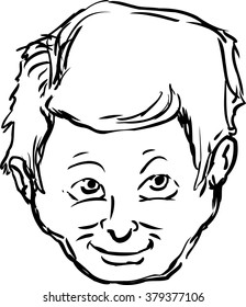 Face of grinning man over isolated white background