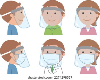 Face guards and people wearing masks