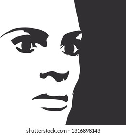Face half turn view. Elegant silhouette of a head.