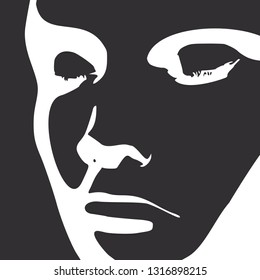 Face half turn view. Elegant silhouette of a head.