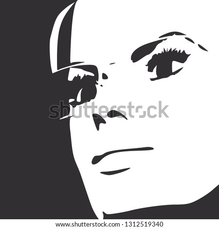 Face half turn view. Elegant silhouette of a woman wearing spectacles