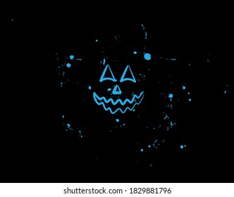 Face Halloween character on black background in vector illustration