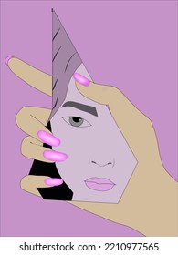 face in hand art vector,  illustration sale for now