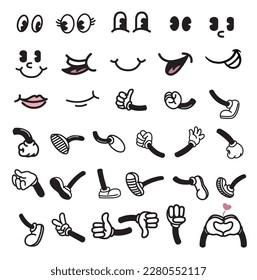 Face hand foot cartoon element vector illustration