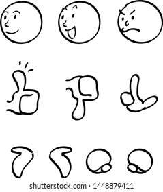 Face and hand gesture set - Cartoon style