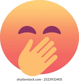 Face com mão sobre boca ícone emoji. Cores modernas, elemento popular para mídias sociais e designs digitais. Emoticon, elemento isolado.