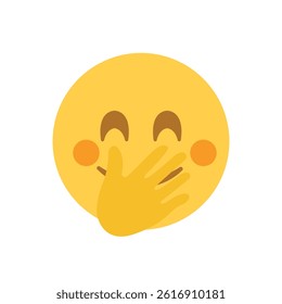 Face with Hand Over Mouth Emoji laughing shy oops vector illustration symbol sign icon cheeky