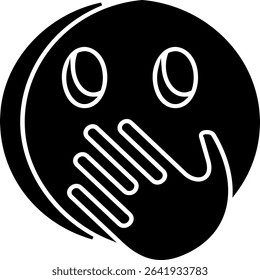 Face with Hand Over Mouth Glyph Vector Icon Design