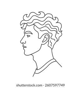 face of handsome guy in linear modern style. vector illustration on white background