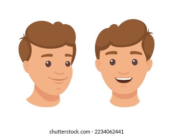 Face of Handsome Man Character Demonstrating Emotion Vector Set