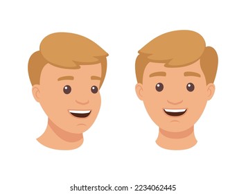 Face of Handsome Man Character Demonstrating Emotion Vector Set
