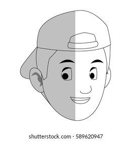 face of handsome young man with backwards baseball hat  icon ima