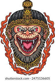 Face Hanoman full color vector art 