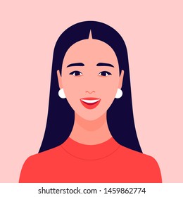 Woman avatar profile. Female face icon. Vector illustration. Stock Vector