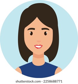 The face of a happy girl. Avatar of a laughing young woman. Portrait. Vector flat illustration