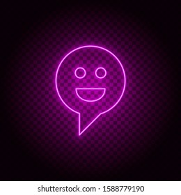 Face, happy vector icon. Element of simple icon for websites, web design, mobile app, info graphics. Pink color. Neon vector on dark background