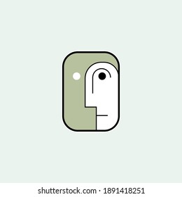 Face  head line logo, icon, template vector illustration.
