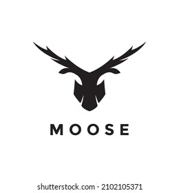 face head modern shape moose deer logo design vector graphic symbol icon illustration creative idea