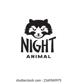 Face Head Night Animal Racoon Logo Design Vector Graphic Symbol Icon Illustration Creative Idea