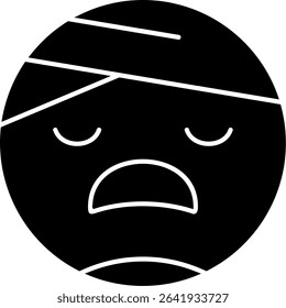 Face with Head-Bandage Glyph Vector Icon Design