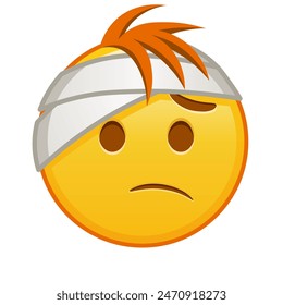 Face with head-bandage Large size of yellow emoji smile with hair