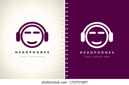 vector de logotipo de la cara y los auriculares