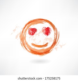 face with heart eyes grunge icon