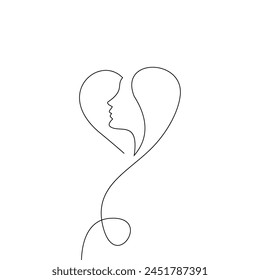corazones de cara en fondo de dibujo de arte en línea continua	