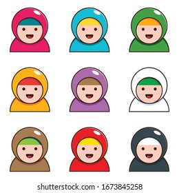 Face hijab cute vector illustration design character