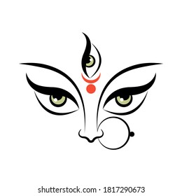 Face Hindu Goddess Maa Durga Mother Stock Vector (Royalty Free ...