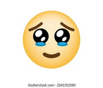 Face holding back tears. Crying emoji on white isolated background. Modern vector for social network, online chat and messaging apps