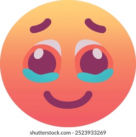 Face segurando para trás lágrimas ícone emoji. Cores da moda, elemento popular representando uma mistura de tristeza e força, muitas vezes usado em mídias sociais. Emoticon, elemento isolado.