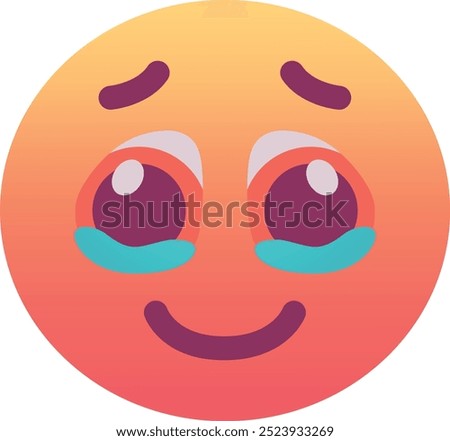 Face holding back tears emoji icon. Trendy colors, popular element depicting a mix of sadness and strength, often used in social media. Emoticon, isolated element.